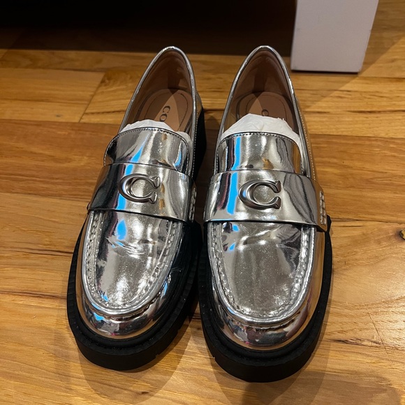Coach Leah Loafer In Silver Metallic - Picture 2 of 4